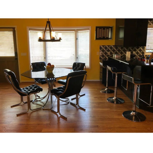 1970s Post Modern Black and Chrome Dining Set With Daystrom Scoop Chairs For Sale - Image 9 of 12