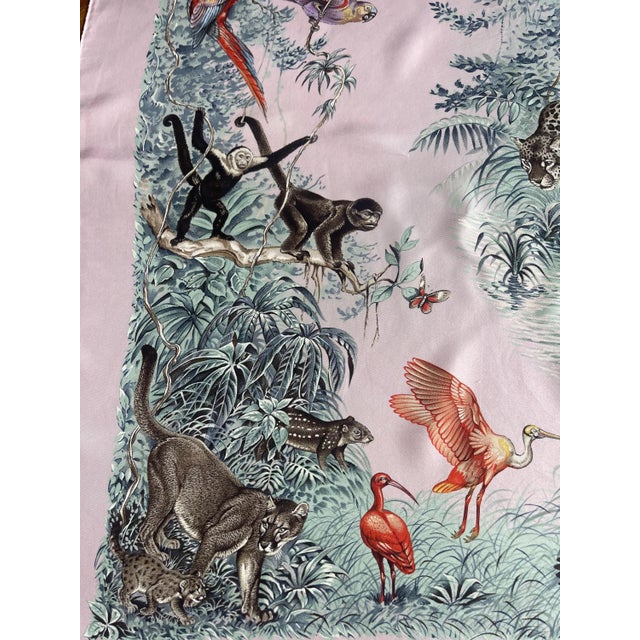 1980s Hermès Pink Silk Scarf Équateur 1988 Robert Dallet For Sale - Image 5 of 9