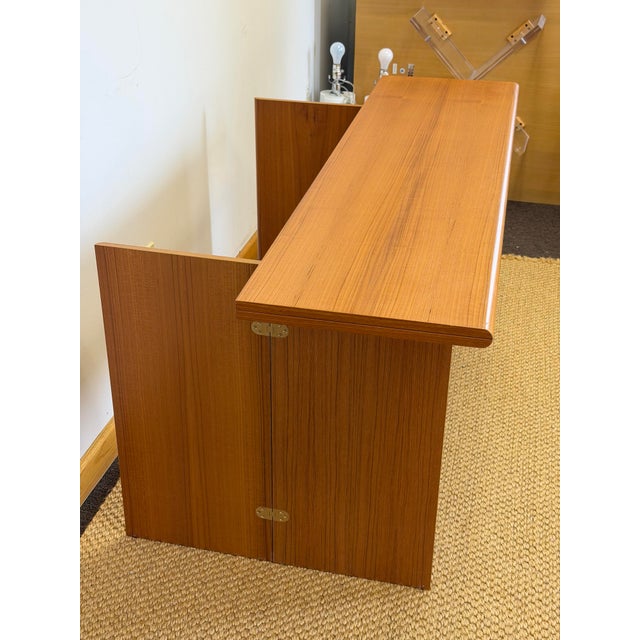 1970s Scandinavian Convertible Modern Teak Console Table Desk For Sale - Image 12 of 14