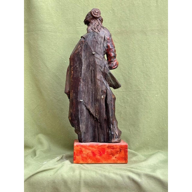 Saint Barbara, Polychrome Carving, 18th Century, Wood For Sale - Image 6 of 9