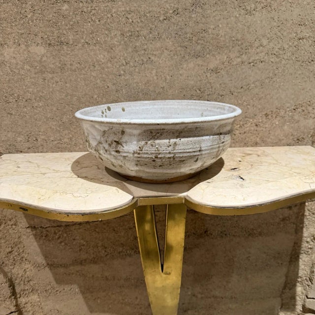 1980s California Pottery signed by artist Leon For your consideration, a handmade artisan glazed ceramic bowl, studio...