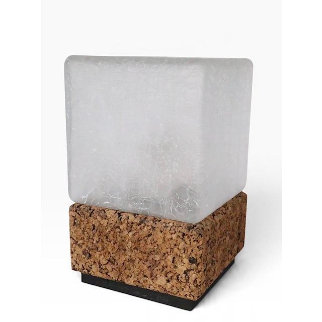 Mid 20th Century Danish Modern Cork and Glass Table Lamp For Sale - Image 14 of 17
