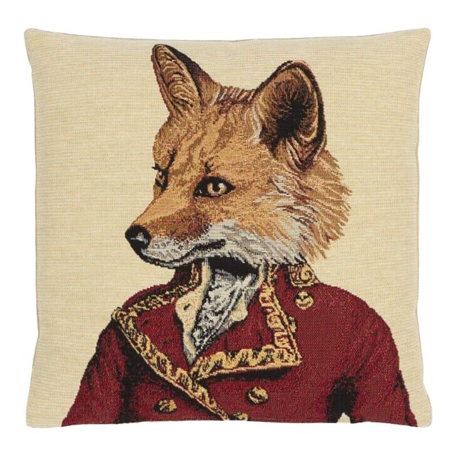Master Fernando Fox Tapestry Cushion With Lurex With Feather Filler - 33x33cm (13"x13") For Sale