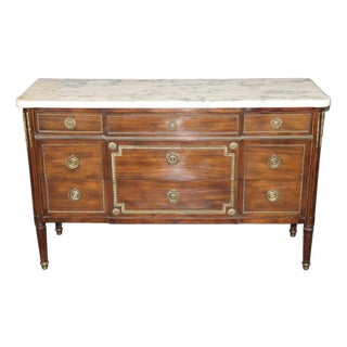 Maison Jansen Louis XVI Style Marble Top Bronze Mounted Commode For Sale
