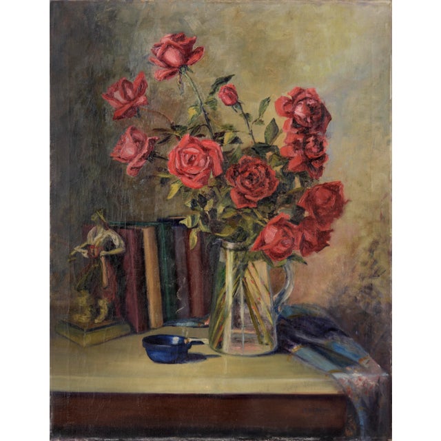 American The Pirates of Penzance - Roses and Books - Still Life by Willie Kay Fall For Sale - Image 3 of 6