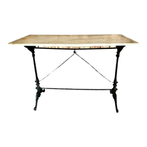 French Cast Iron Marble-Top Bistro Table