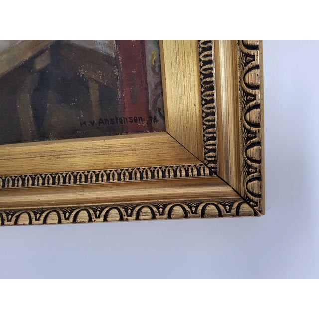 Original Mid Century Norwegian Interior Oil Painting by Karl Vilhelm Anstensen 1978 For Sale - Image 11 of 18