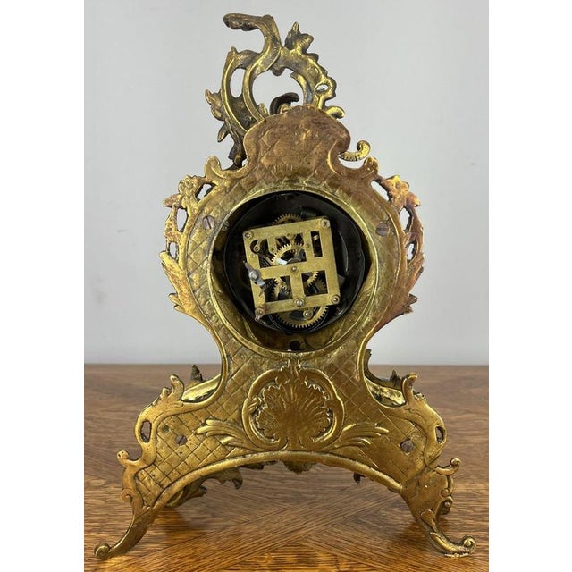 Metal Vintage French Style Brass Decorative Mantel Clock For Sale - Image 7 of 11