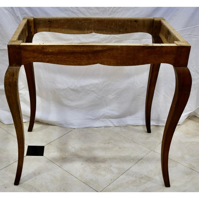 Late 20th Century Vintage French Oak Table With Marble Top For Sale - Image 5 of 5