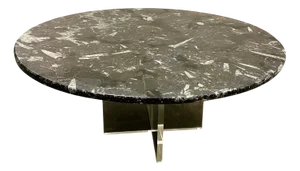 Fossil Stone Coffee Table with Acrylic Glass Cross Base