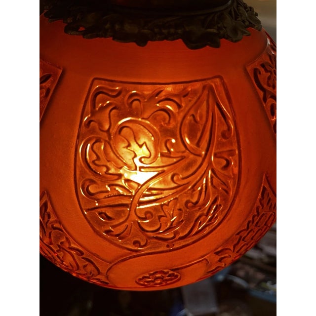 French 19thc French Napoleon III Red Art Glass Hanging Lantern Fixture Signed by Baccarat For Sale - Image 3 of 18