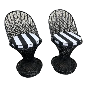 Russell Woodard Style Fiberglass Counter Stools - a Pair
