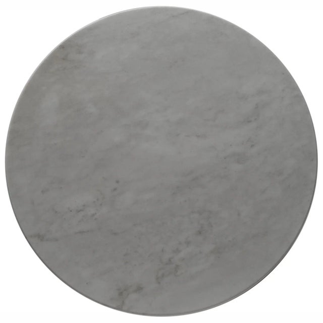 This small table is made with selected Italian White Statuario marble top and cherry wooden base with refined carved...