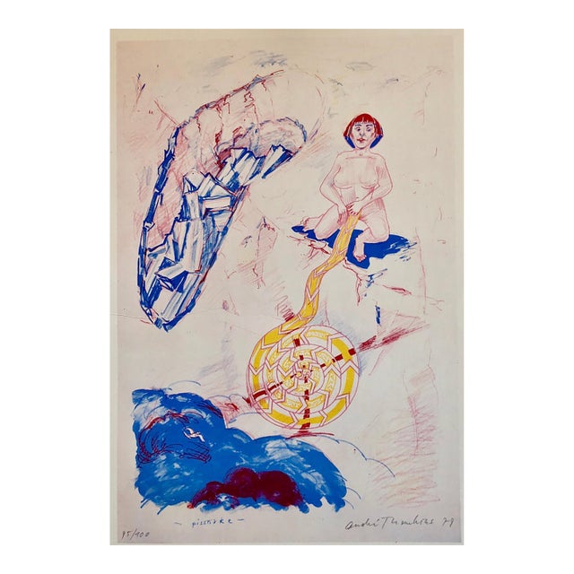 André Thomkins, 1970s Modernist Swiss Colorful Surrealism Signed Dada Lithograph Andre Thomkins For Sale