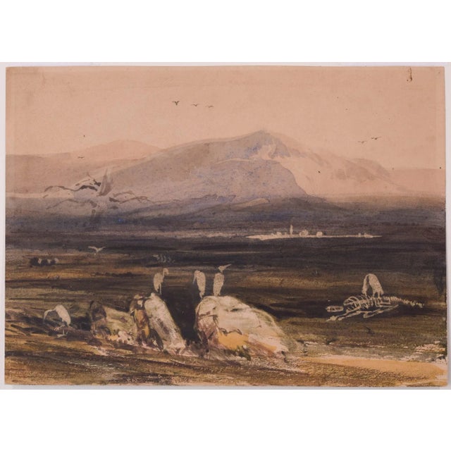 After Edward Lear and David Roberts, Topographical Painting, 19th-Century, Watercolor on Paper, Framed For Sale - Image 7 of 7
