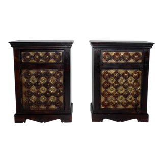 Indian Handmade Nightstands - A Pair For Sale