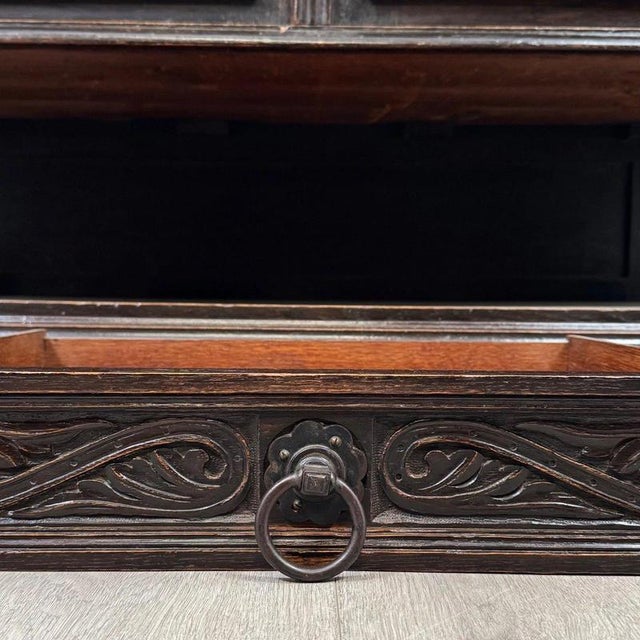 Antique Victorian English Carved Oak Mirror-Back Sideboard For Sale - Image 12 of 13