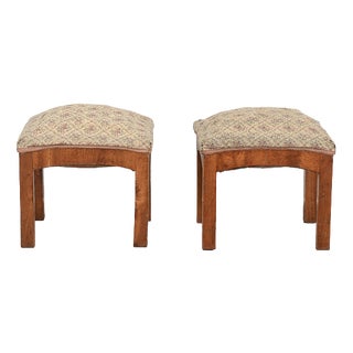Art Deco Stools in Walnut, Set of 2 For Sale