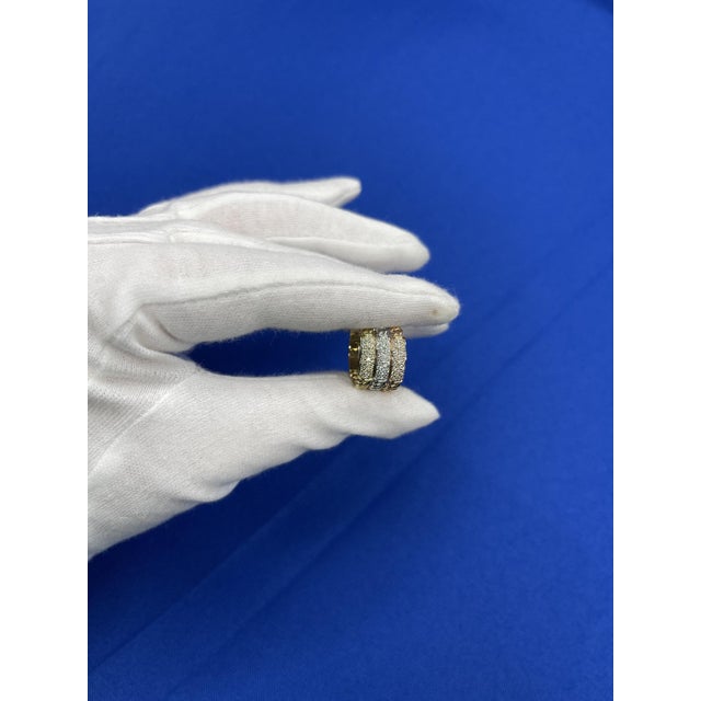 Brilliant Cut Diamond Pave Set Medium Stackable Curb Link Cocktail Statement, Size 6.5 For Sale - Image 10 of 10