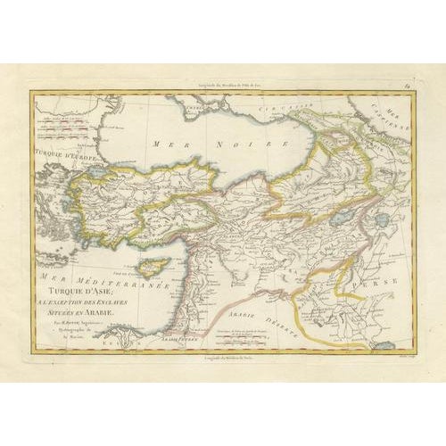 Antique Map of Turkey in Asia, Middle East and Persia, Bonne, 1780s For Sale - Image 3 of 11