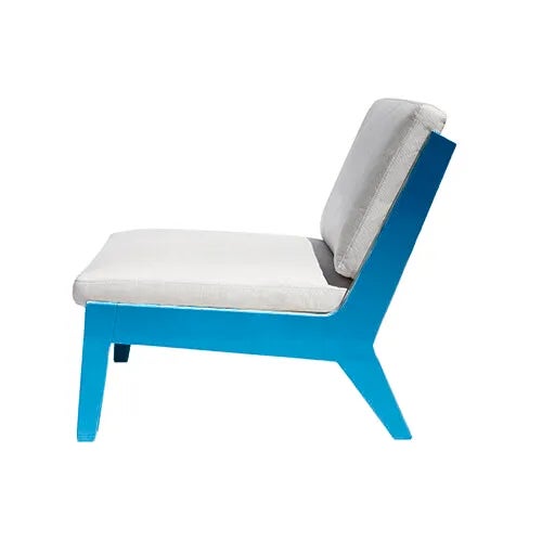 Mid-Century Modern Portofino Outdoor Lounge Chair by the Drawing Room Atl - Handcrafted Mahogany in Premium Yacht Finish: Sea Blue - Modern Blue Outdoor Furniture For Sale - Image 3 of 4