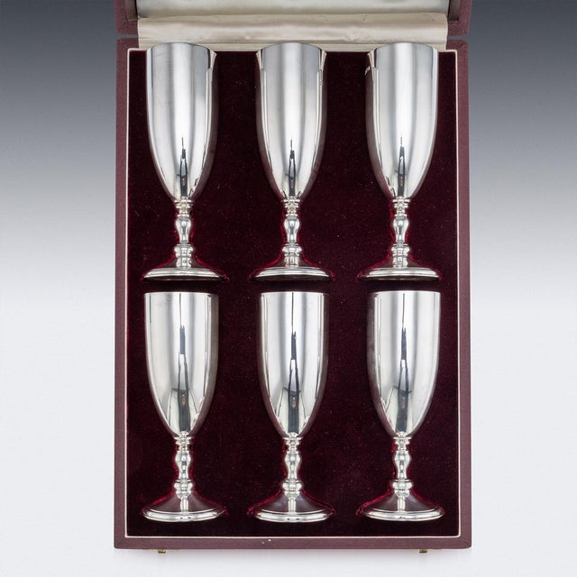 Vintage 20th Century English Silver Champagne Flutes, London, 1986, Set of 6 For Sale - Image 10 of 13