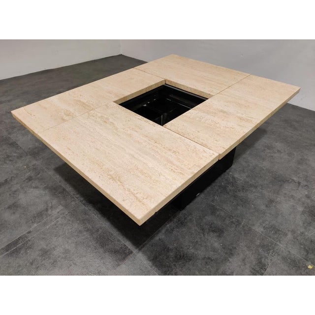 Vintage Travertine Hidden Bar Coffee Table, 1970s For Sale - Image 6 of 10