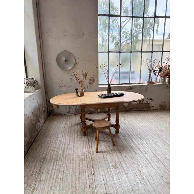Round Table with Rustic Elm Extension 120/210cm, 1970s For Sale - Image 3 of 18