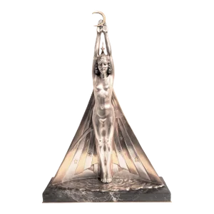 Vintage Art Deco Figurative Silver and Gilt Bronze Sculpture Signed G. Lavaroff