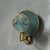 Circle blue grey, wall sconce ensemble, sander bottinga handmade in brass, leather, wood and linen. A dimmer is inlaid...