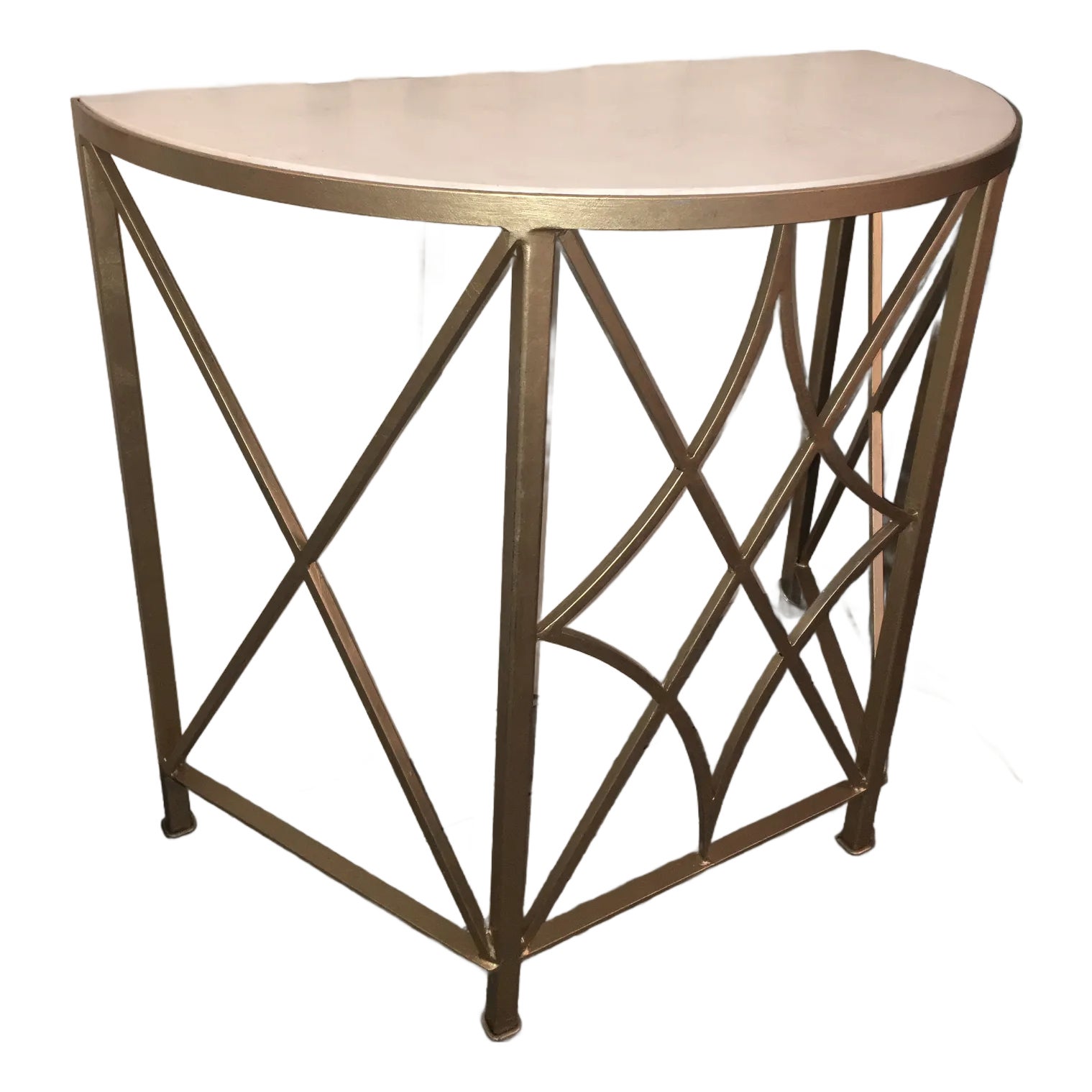 Painted Iron and Limestone Console Table | Chairish