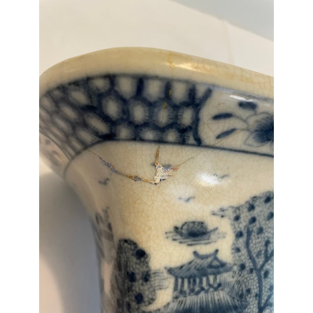 Ceramic Vintage Chinese Trumpet Vase For Sale - Image 7 of 8