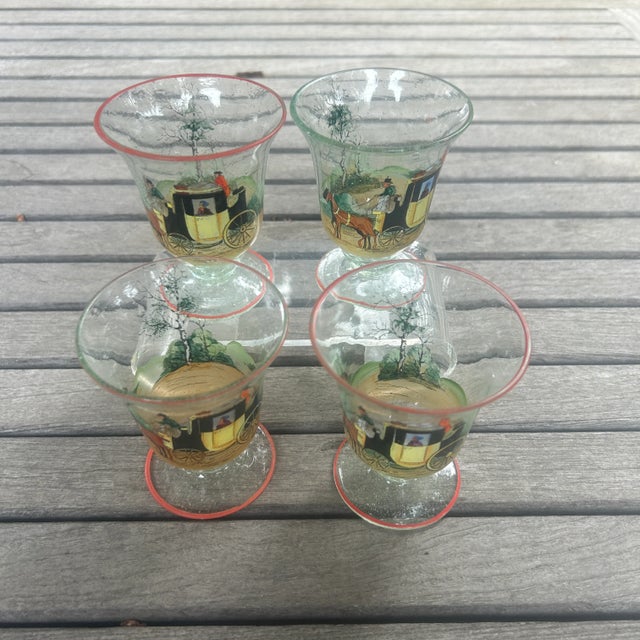 Vintage Horse and Carriage Bullicante Cordial Glasses- Set of 4 For Sale - Image 9 of 10