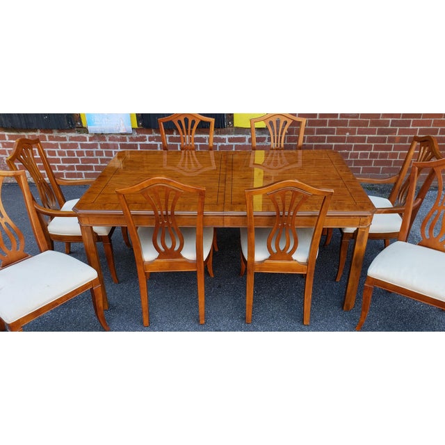 1990s Drexel Heritage Yorkshire Collection Yew Wood Parsons Dining