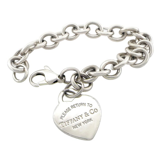 Tiffany & Co Sterling Silver Return to Tiffany Heart Tag Charm Bracelet For Sale