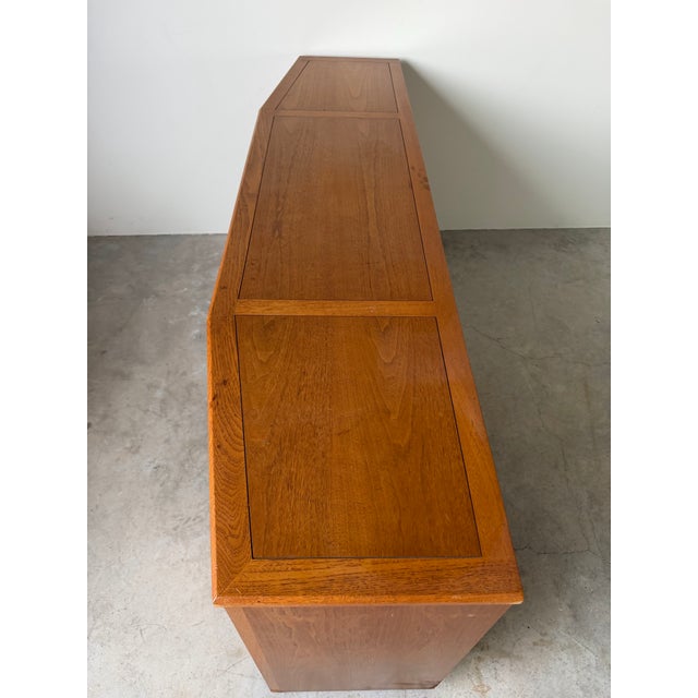 1970s Heritage Mid-Century Modern Sculpted Walnut Sideboard Credenza With Brutalist Broze Hardware For Sale In Miami - Image 6 of 18