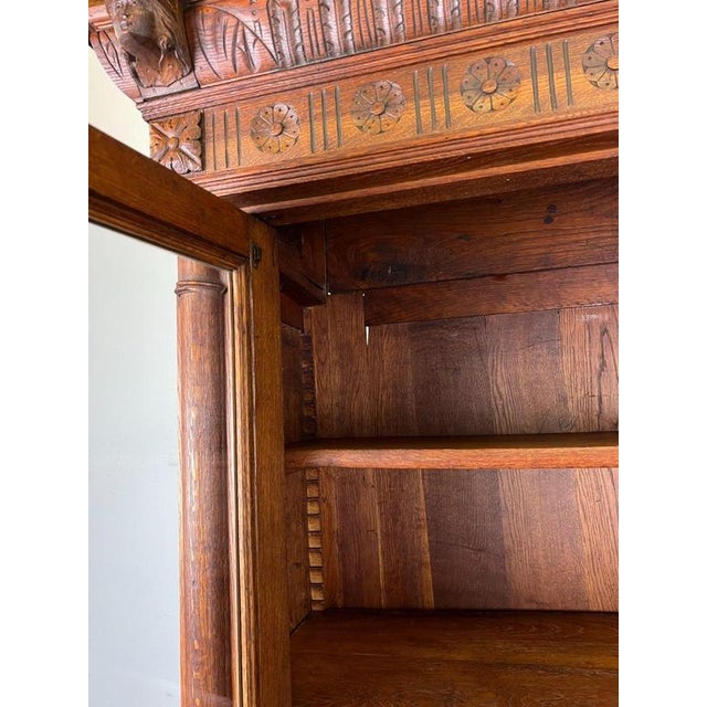 Antique French Glazed Display Oak Cabinet For Sale - Image 15 of 16