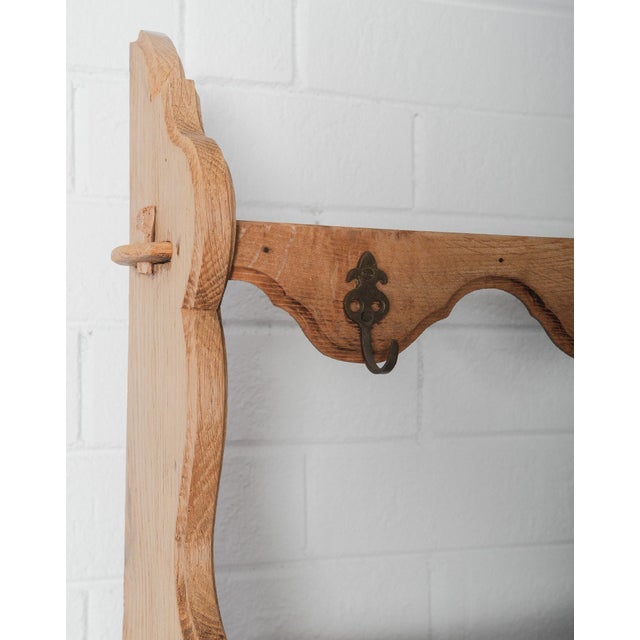 19th Century French Provincial Oak Dresser With Plate Rack and Brass Hooks For Sale - Image 4 of 11
