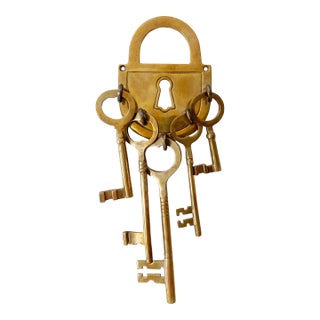 Vintage Brass Lock and Key Wall Hook For Sale