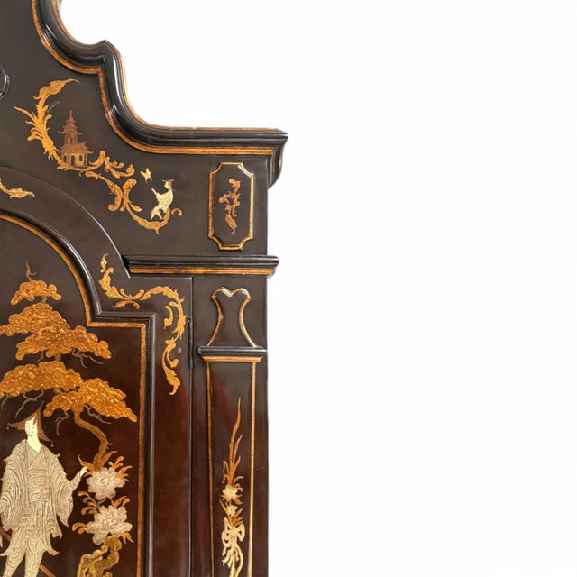 Bookcase with Secretaire in Dark Brown Chinoiserie Lacquer For Sale - Image 3 of 18