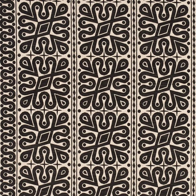 SAMPLE - Schumacher x Celerie Kemble Borneo Silk Fabric In Black For Sale