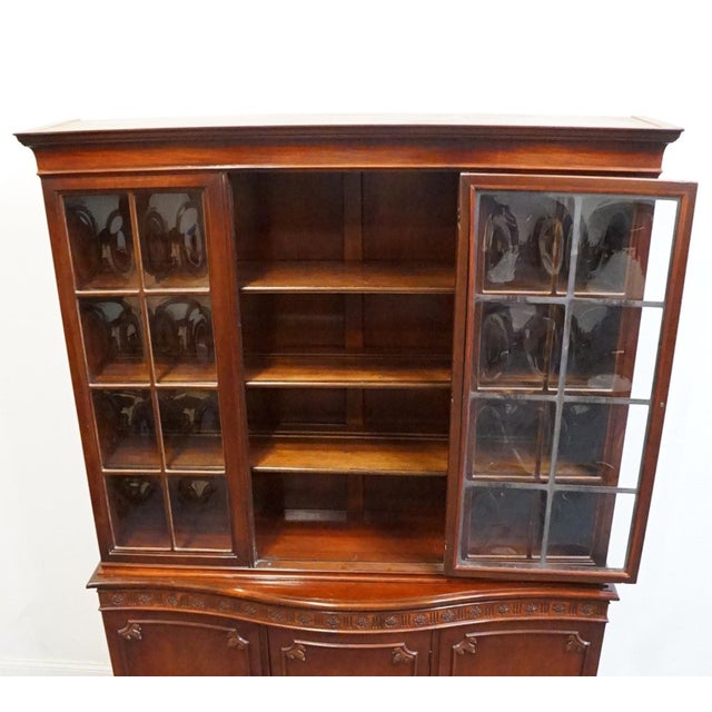 Late 20th Century High End Vintage Solid Mahogany Traditional Style 56" China Cabinet W. Bubble Glass For Sale - Image 5 of 13