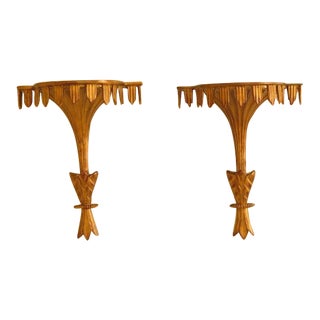 French Louis XVI Gold Decorated Wall Shelves - a Pair For Sale