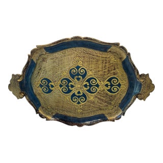Vintage Italian Florentine Gilt Wood Tray For Sale