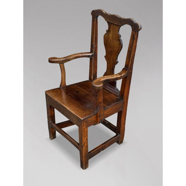 Antique Georgian Oak Armchair, 1760 For Sale - Image 4 of 10