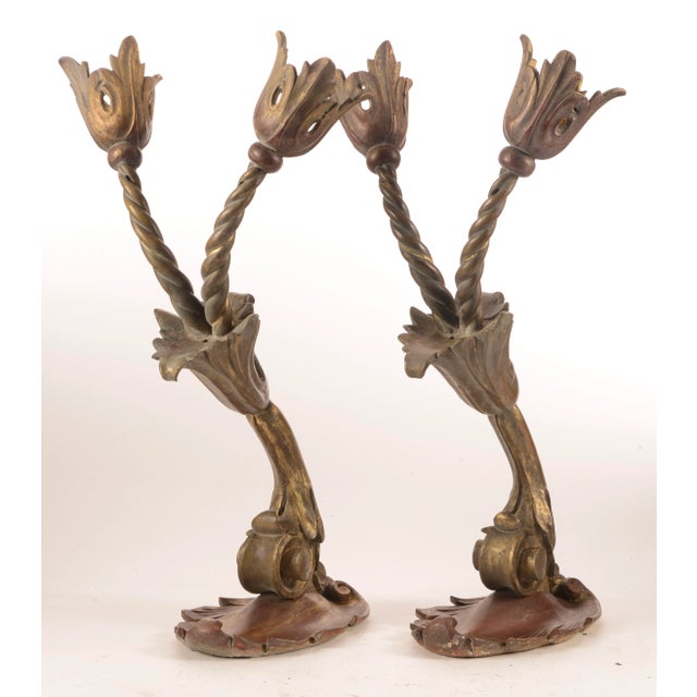 Italian Giltwood Sconces, 1980s, Set of 2 For Sale - Image 9 of 10