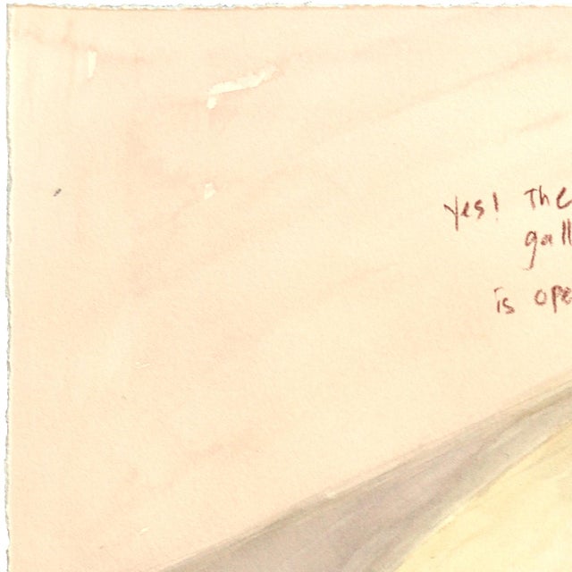 Gallery Is Open - Original Figurative Watercolor Interior Painting on Paper by Ama Liyanage For Sale - Image 4 of 7