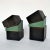 Industrial Vintage Sculptural Square Boxes Glazed in Green and Black, 1980s, Set of 2 For Sale - Image 3 of 8