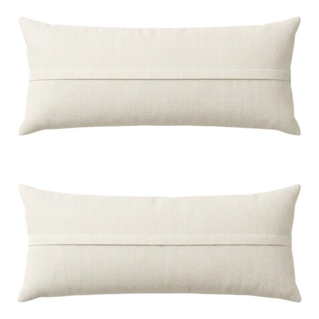 Tan Lion Suzani Lumbar Pillow Cover 18'' X 53'' - Set of Two For Sale - Image 4 of 4