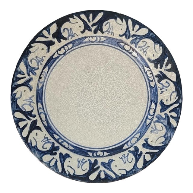 Dedham Pottery Rabbit Plate, Blue Crackleware, C. 1910s For Sale